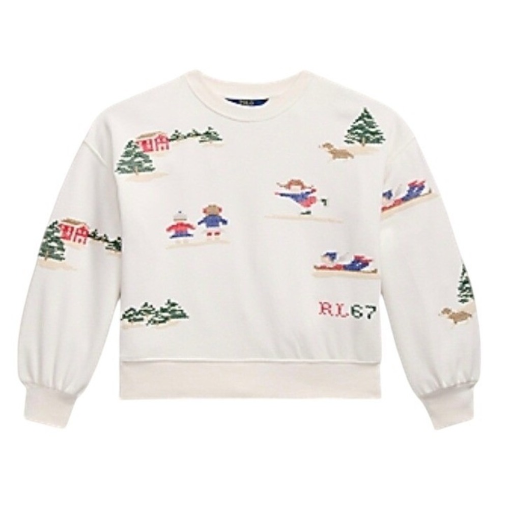 Polo Ralph Lauren Size L (12-14) Sweater White New Christmas Winter